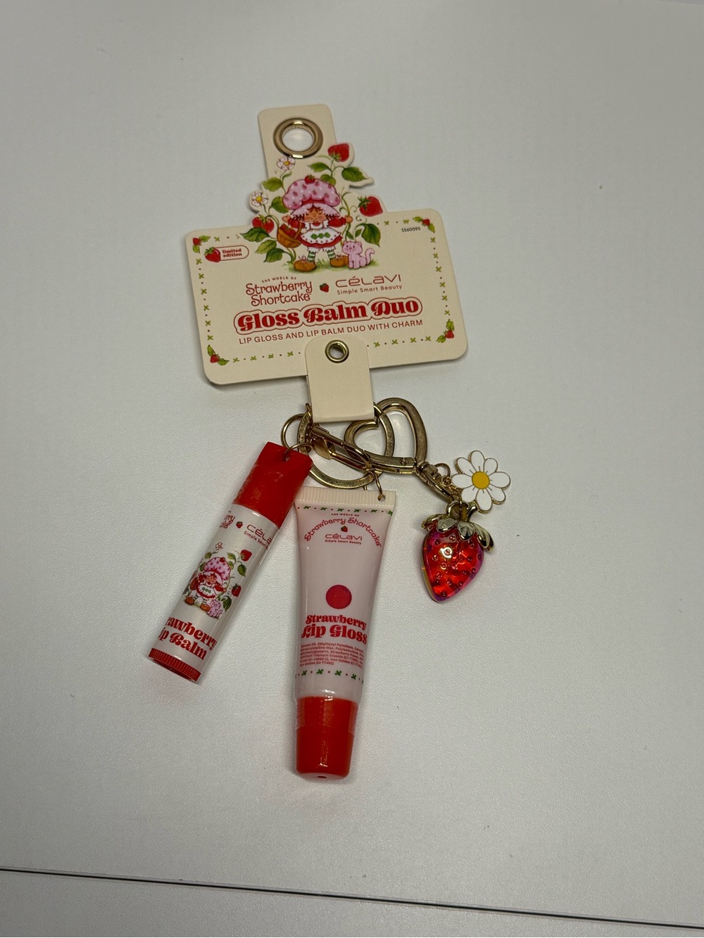 Strawberry Shortcake X Celavi Gloss Balm Duo With Charms Keychain